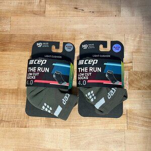 Lot of 2 Pairs New Men's Medium CEP Compression 4.0 Low Cut The Run Ankle Socks